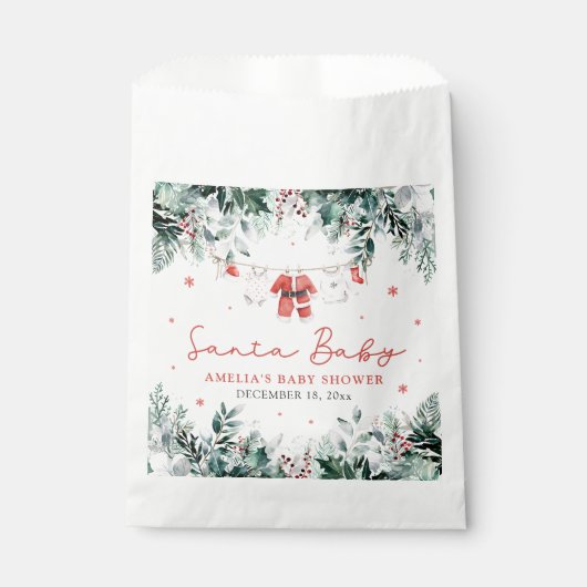 Red Santa Baby Christmas Baby Clothes Baby Shower フェイバーバッグ (正面)
