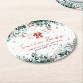 Red Santa Baby Christmas Baby Clothes Baby Shower ラウンドペーパーコースター (アングル)