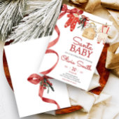 Red Santa Baby Christmas Baby Shower  招待状