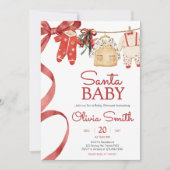 Red Santa Baby Christmas Baby Shower  招待状 (正面)