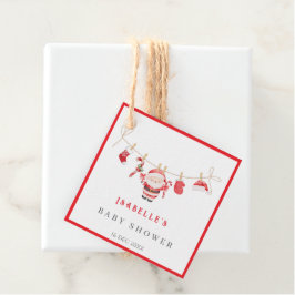 Red Santa Baby Christmas Baby Shower Favor Tags フェイバータグ