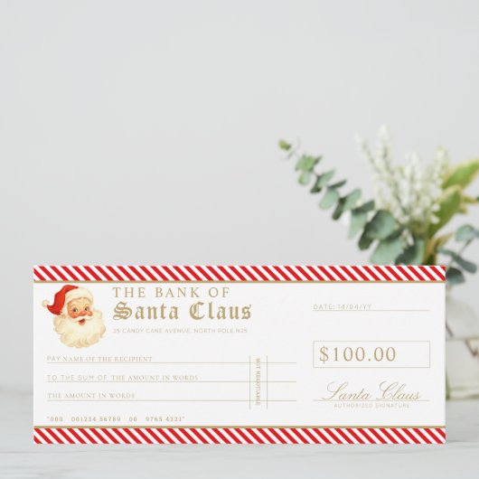Red Santa Cheque Gift Voucher Card 招待状 (スタンド正面)