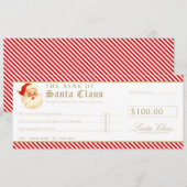 Red Santa Cheque Gift Voucher Card 招待状 (正面/裏面)