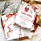 Red Santa Christmas Baby Shower 招待状