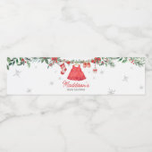 Red Santa Christmas Festive Baby Shower ペットボトルラベル (シングルラベル)