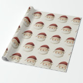 Red Santa Claus Rustic Christmas Wrapping Paper ラッピングペーパー (アンロールド)