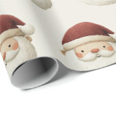 Red Santa Claus Rustic Christmas Wrapping Paper ラッピングペーパー (ロールコーナー)