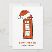 Red Santa Hat London Red Telephone Box Business シーズンカード (正面)