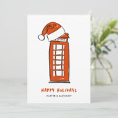 Red Santa Hat London Red Telephone Box Business シーズンカード (スタンド正面)