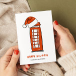 Red Santa Hat London Red Telephone Box Business シーズンカード<br><div class="desc">サンタ企業のハットをトッピングしたロンドンの電話ボックスイラストレーションを搭載した休日のグリーティングカード。「ハッピーホリ書ーズ」は赤いフォントでよくはしゃぐ、文字の中で名前の上にお洒落表示されモダンる。あいさつ、名前、およびメッセージを背面でパーソナライズする。オリジナルアート&デザインバイアニー・モンゴメリーデザイン。</div>