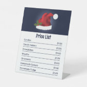 Red Santa Hat On Blue – クリスマスの価格表 台座サイン (正面)