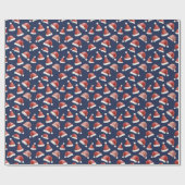 Red Santa Hat Pattern Christmas Navy Blue ラッピングペーパー (フラット)
