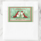 Red Santa Hatsとヴィンテージクリスマスネズミ 長方形シール (バッグ)