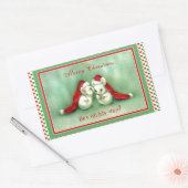 Red Santa Hatsとヴィンテージクリスマスネズミ 長方形シール (封筒)