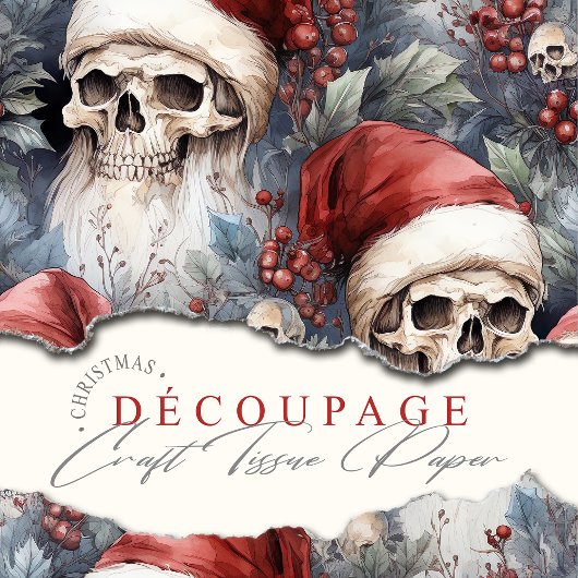 Red Santa Hatsのゴシック様式のクリスマスホリデースカル 薄葉紙