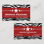 Red Sassy Star Zebra印刷名刺 名刺 (正面/裏面)