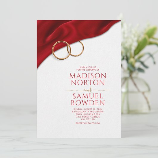 Red Satin Wedding Invitation 招待状 (スタンド正面)