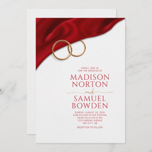 Red Satin Wedding Invitation 招待状 (正面/裏面)