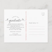 Red Save the Date Graduationフォトスクリプトハート インビテーションポストカード (裏面)