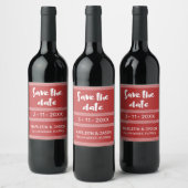 Red Save the date Wine Label ワインラベル (ボトル)