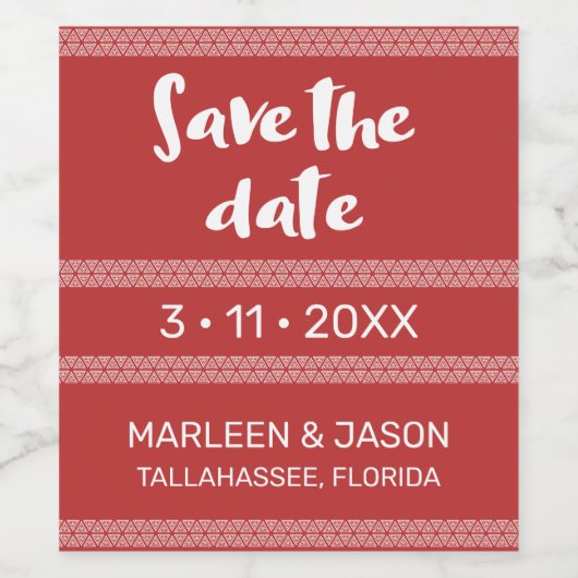 Red Save the date Wine Label ワインラベル (シングルラベル)
