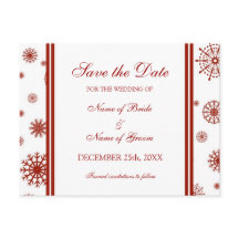 Red Save the Date Winter Weddingポストカード