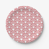 red scallop pattern on a white background ペーパープレート (正面)