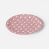 red scallop pattern on a white background ペーパープレート (アングル)