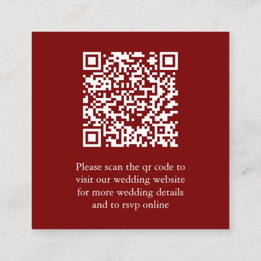 Red Scannable QR Code Wedding Enclosure Card エンクロージャーカード (裏面)