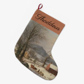 Red School House (Country Scene): ラージクリスマスストッキング (正面 (吊り時))