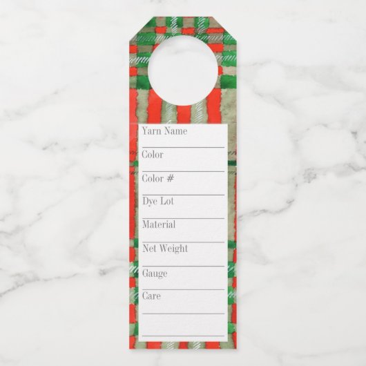 RED SCOTTタータンチェック2.25x7インチ長糸ラベル ボトルネックタグ (正面)