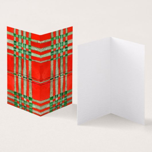 RED SCOTTタータンチェック3.5x2折り畳みカード (内部&外部)