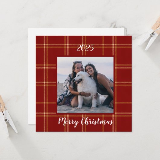 Red Scottish Heritage Customizable Christmas カード (正面/裏面インサイチュ)