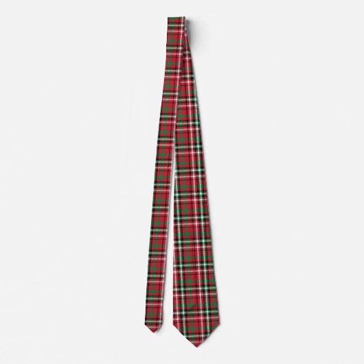 Red Scottish Tartan Plaid ネクタイ (裏面)