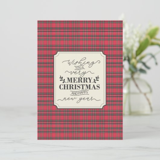 Red Scottish Traditional Typographic Christmas  シーズンカード (スタンド正面)