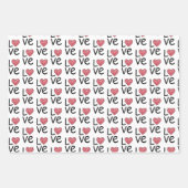 Red Scribble Heart and I Love You Script Pattern ラッピングペーパーシート (正面2)