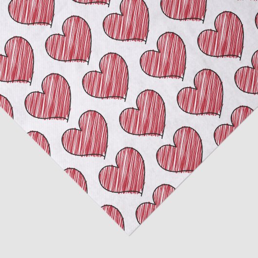 Red Scribble Heart Pattern Hand Drawn Minimalist 薄葉紙 (詳細)