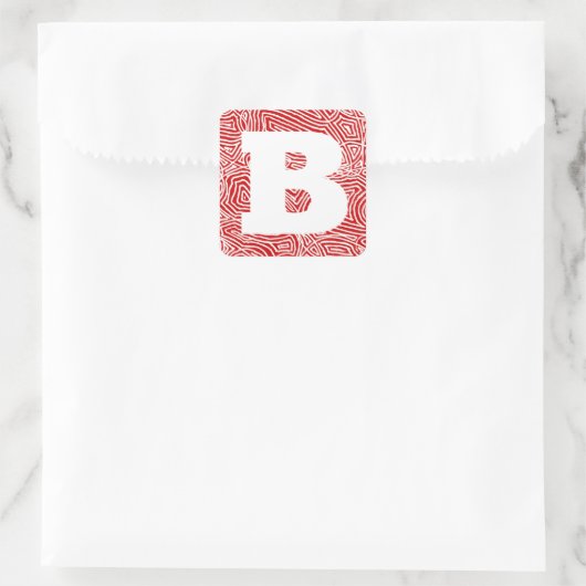 Red Scribbleprint Initial スクエアシール (バッグ)