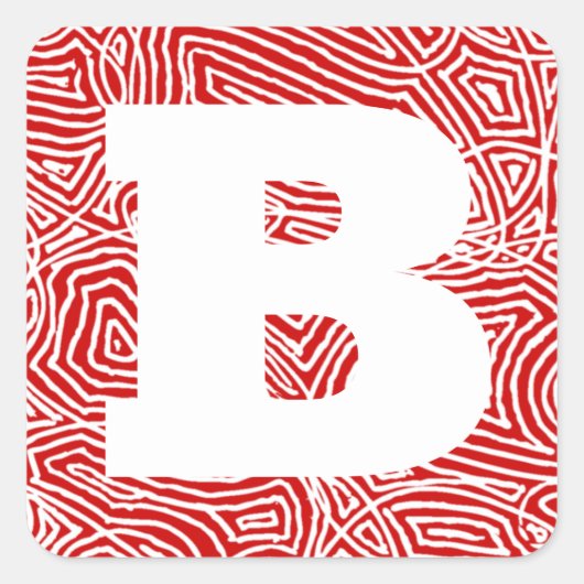 Red Scribbleprint Initial スクエアシール (正面)