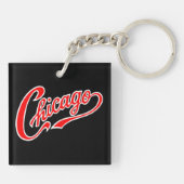 Red ScriptのChicago文字BLK Keychain キーホルダー (裏面)