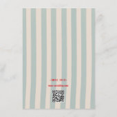Red Script Blue Line QR Code Retro Wedding Details エンクロージャーカード (裏面)