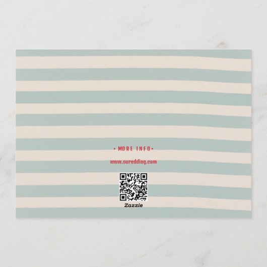 Red Script Blue Lines Retro Wedding Save the Date 招待状 (裏面)