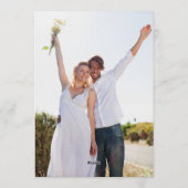 Red Script Blue Stripes Retro Photo Engagement 招待状 (裏面)