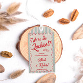 Red Script Blue Stripes Retro Wedding ギフトタグ