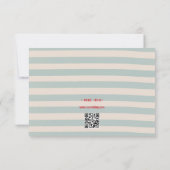 Red Script Blue Watercolor QR Code Retro Wedding 出欠カード (裏面)
