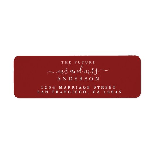 Red Script Future Mr Mrs Return Address Label ラベル (正面)