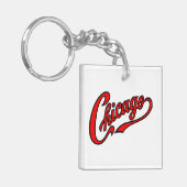 Red Script Keychainのシカゴ文字 キーホルダー (正面左)