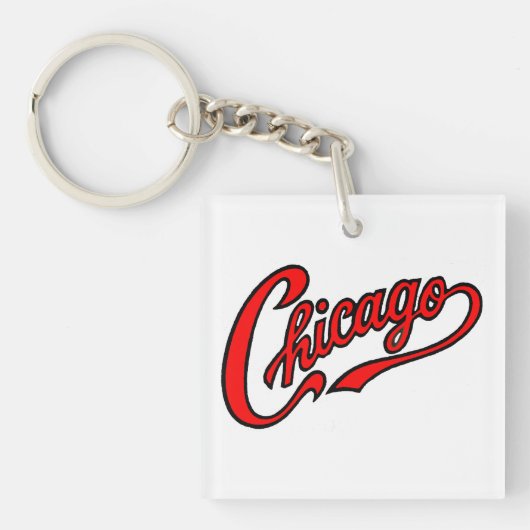 Red Script Keychainのシカゴ文字 キーホルダー (正面)