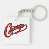 Red Script Keychainのシカゴ文字 キーホルダー (裏面)