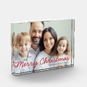 Red Script Merry Christmas Photo Block フォトブロック (左)
